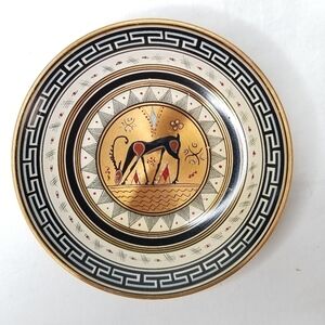 Vintage Grecian Geometric Design Handmade Copper Decorative Collectible Plate